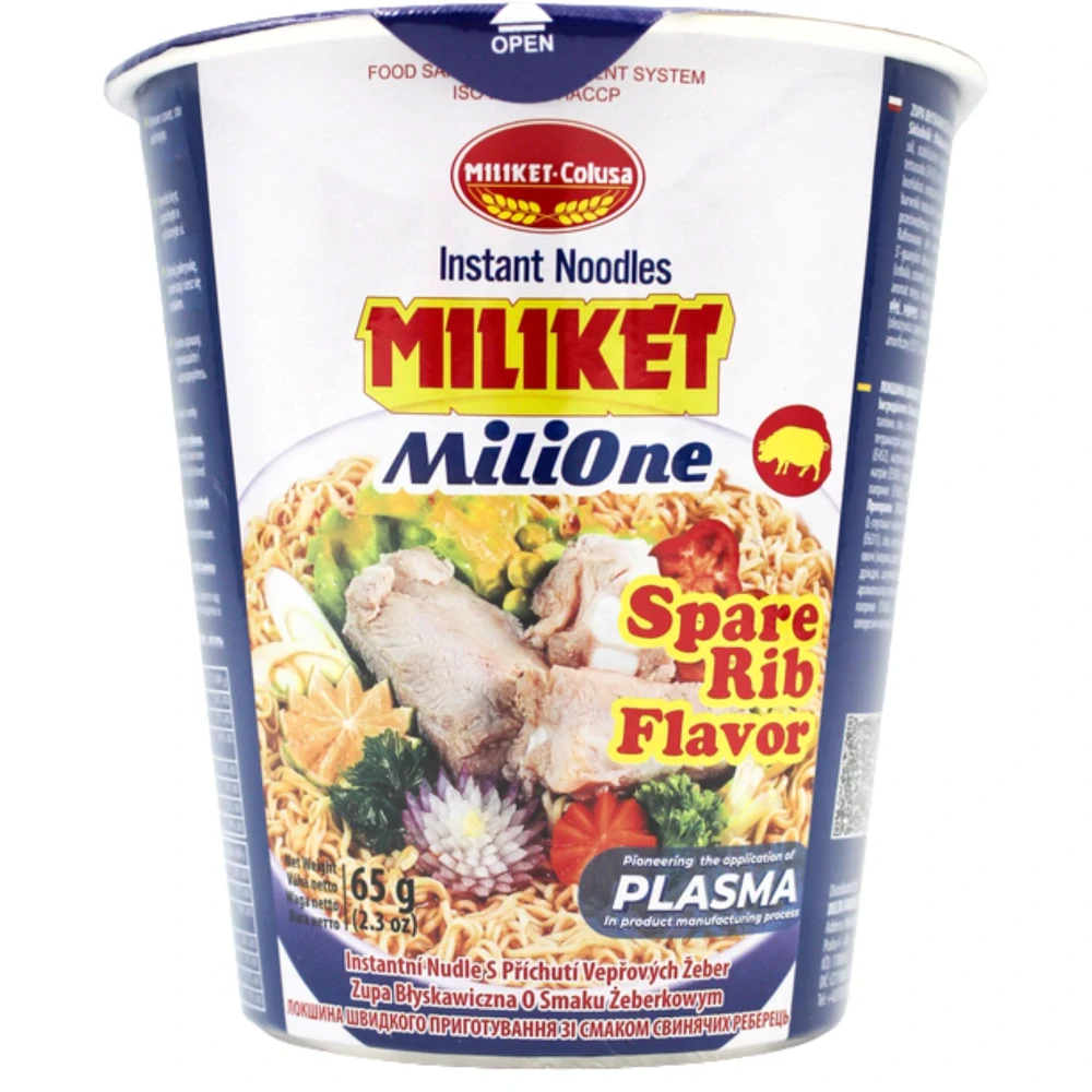 Miliket instantní nudle kelímek 60g Spare Rib vepřové žebro